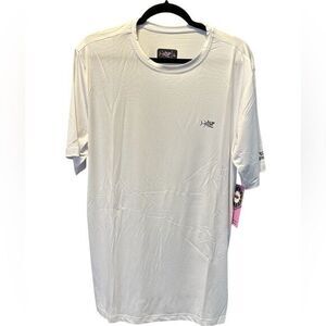 NWT Psycho Tuna Men’s White Short Sleeve Logo Tee Shirt UPF 50+ Quick Dry Size L